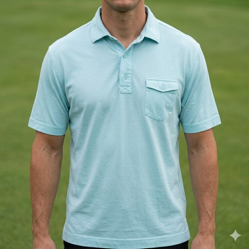 FootJoy Golf Polo Shirt Mens Size L‎ Light Blue Pocket EUC
